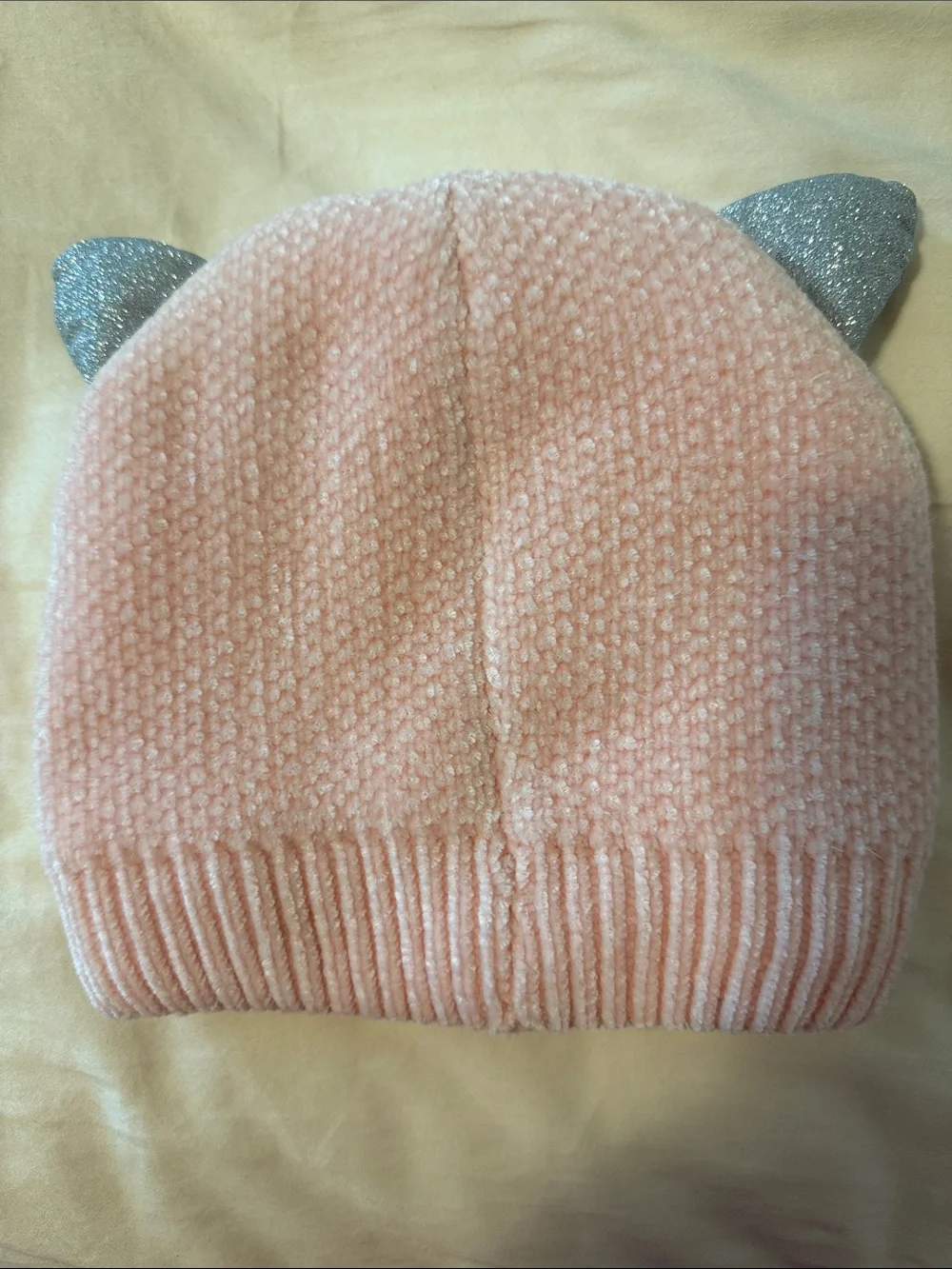 Barnes & Noble Pink Cat Ear Knit Hat with Silver Accents